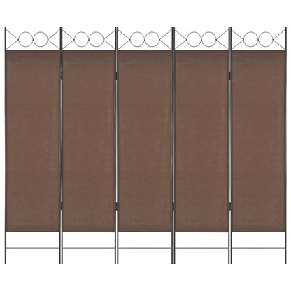 5-Panel Room Divider Brown 200x180 cm
