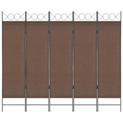 5-Panel Room Divider Brown 200x180 cm