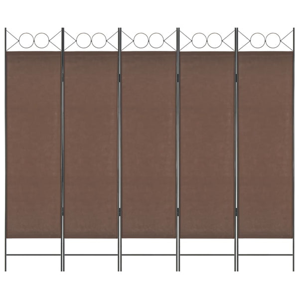  5-Panel Room Divider Brown