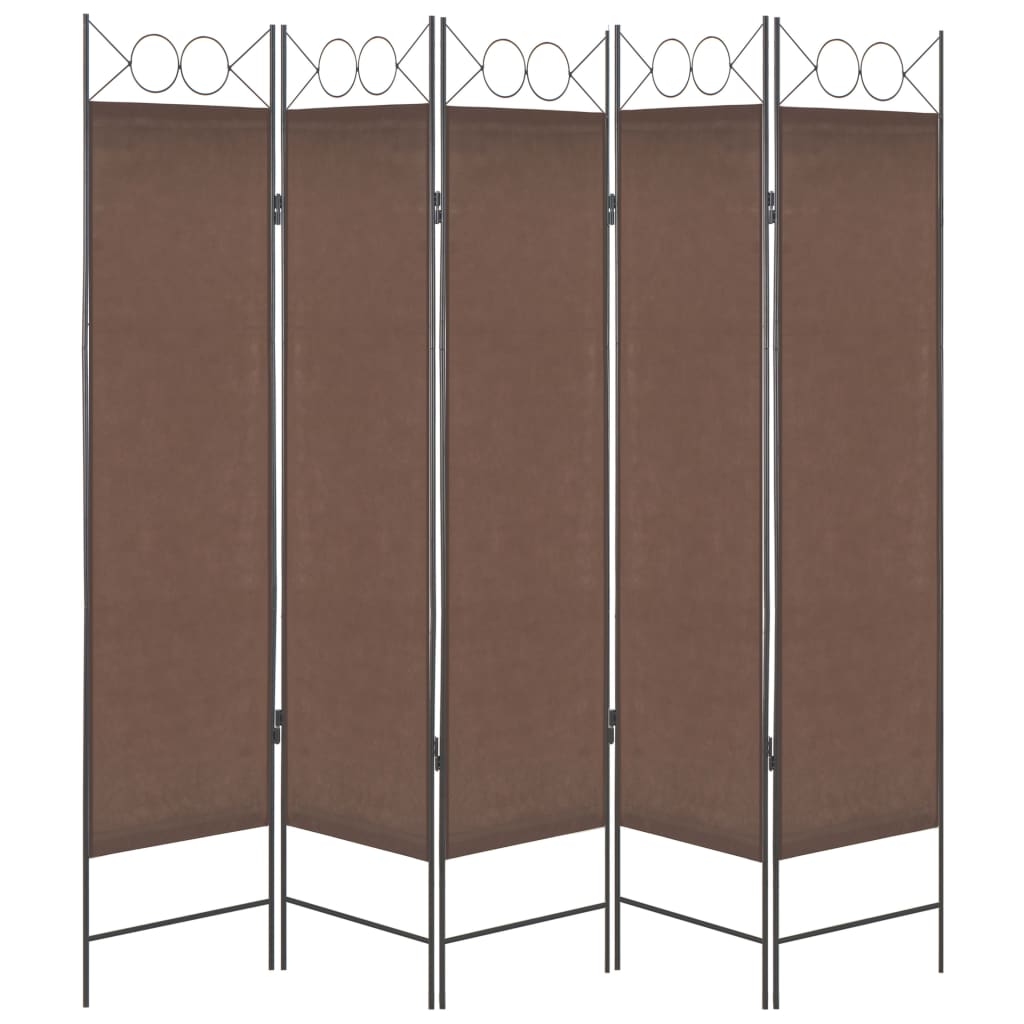 5-Panel Room Divider Brown 200x180 cm