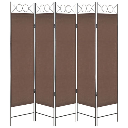 5-Panel Room Divider Brown 200x180 cm