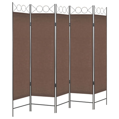 5-Panel Room Divider Brown 200x180 cm