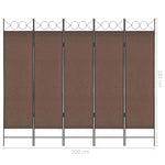 5-Panel Room Divider Brown