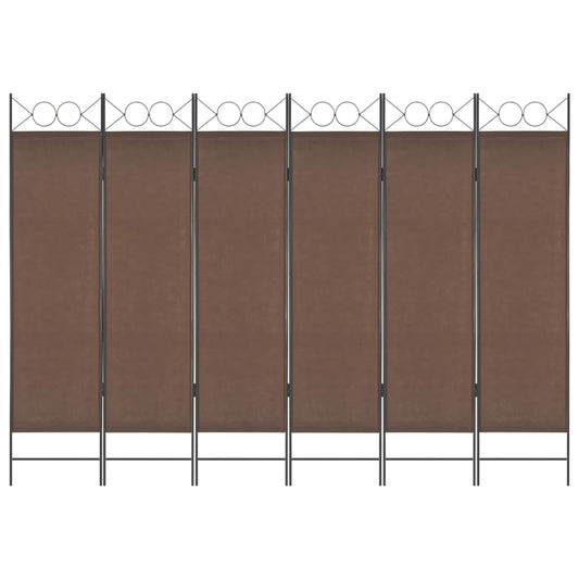 6-Panel Room Divider Brown 240x180 cm