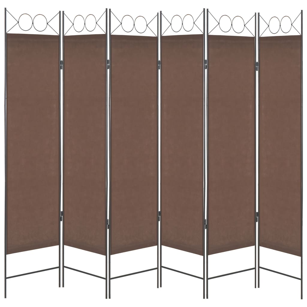 6-Panel Room Divider Brown 240x180 cm