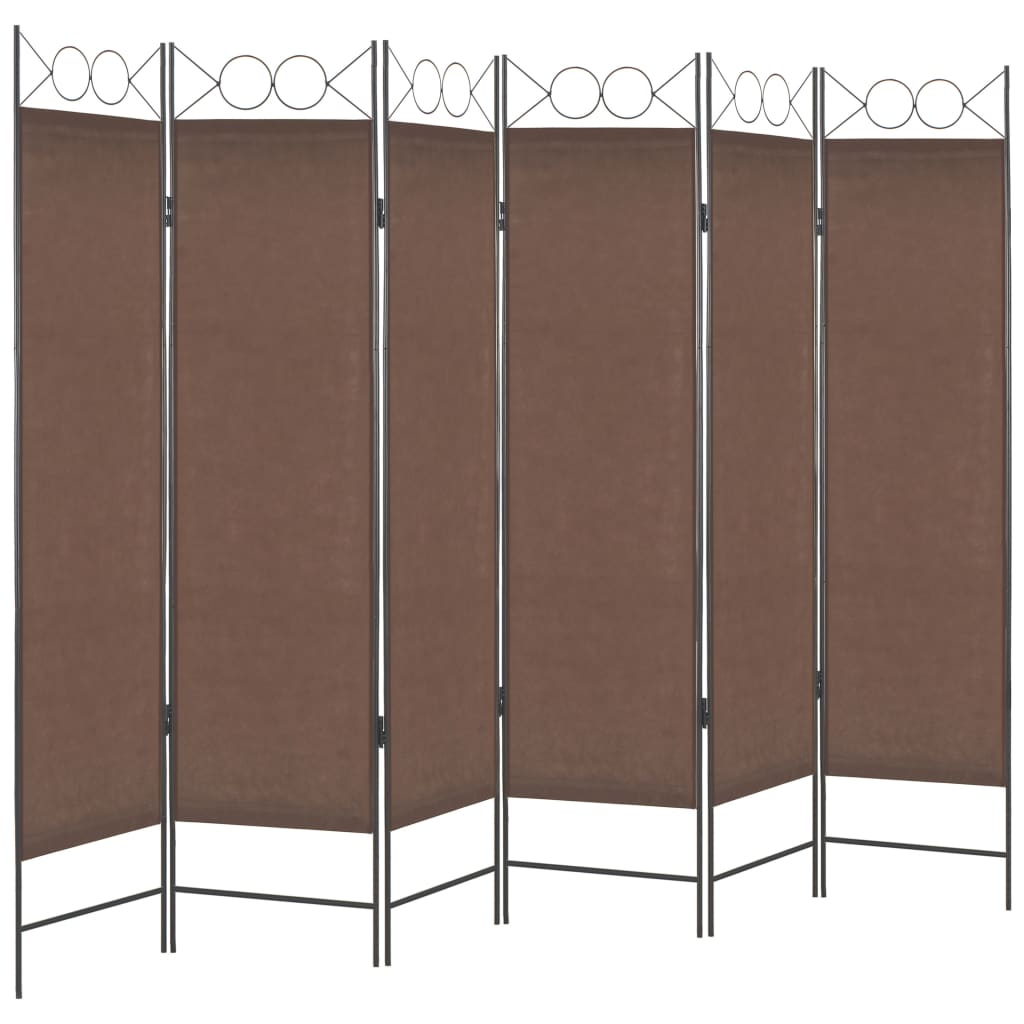 6-Panel Room Divider Brown 240x180 cm