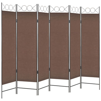 6-Panel Room Divider Brown 240x180 cm