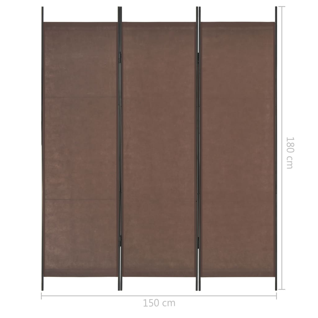 3-Panel Room Divider Brown 150x180 cm