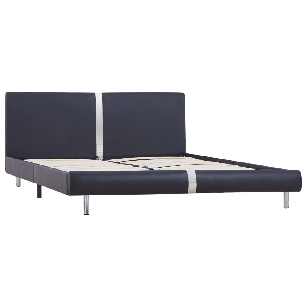 Bed Frame Black Faux Leather Double