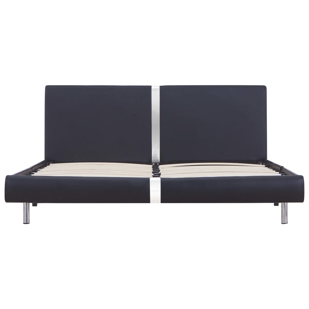 Bed Frame Black Faux Leather Double