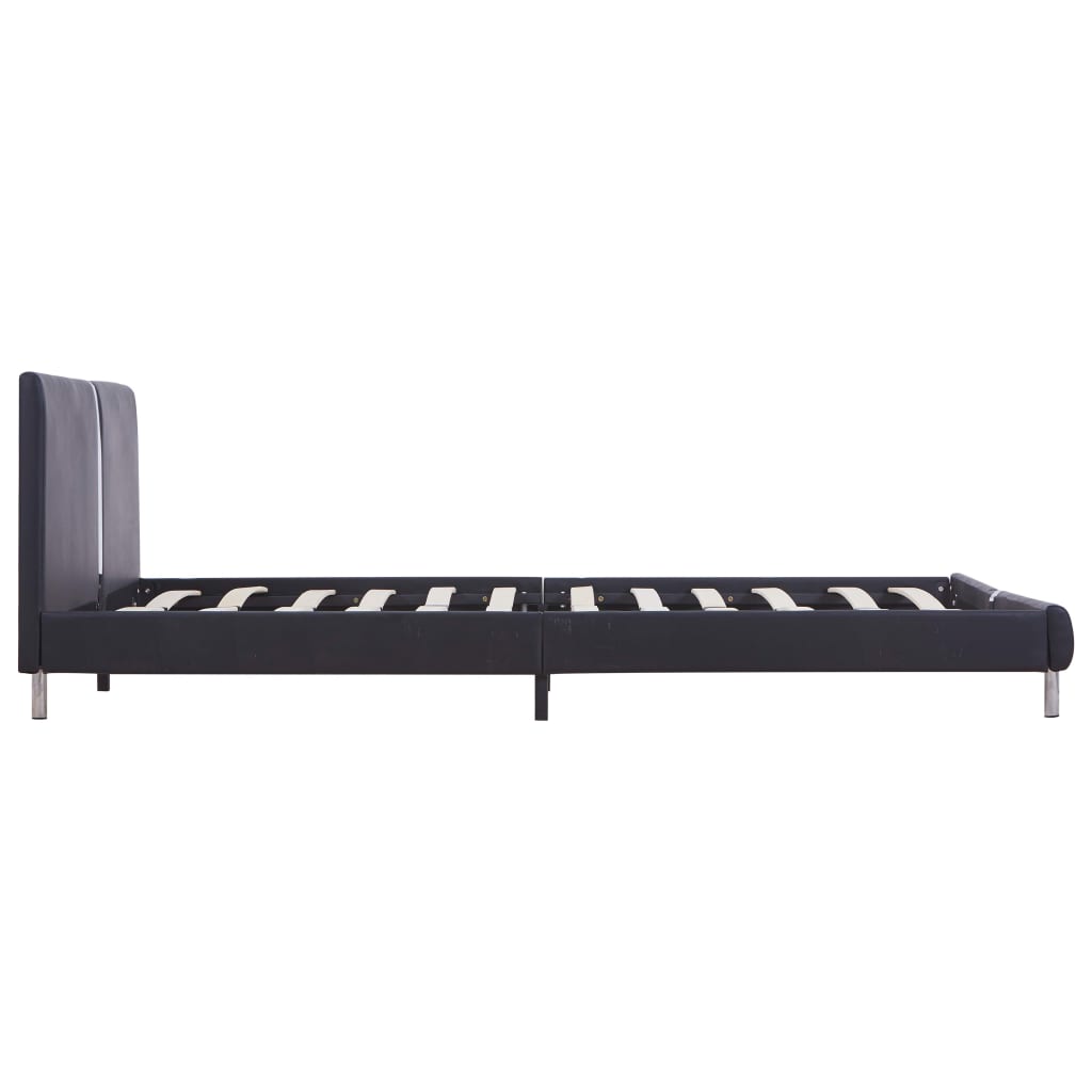 Bed Frame Black Faux Leather Double