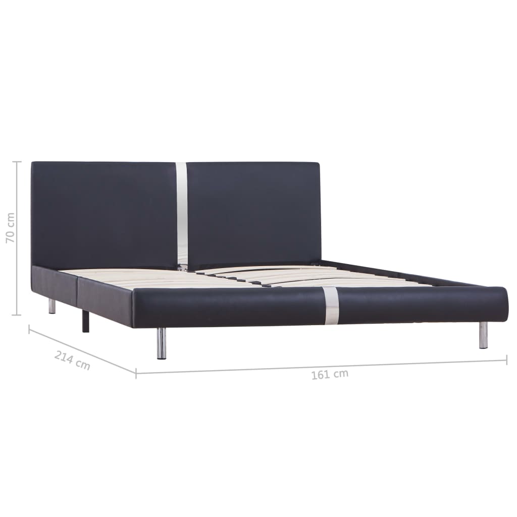 Bed Frame Black Faux Leather Double