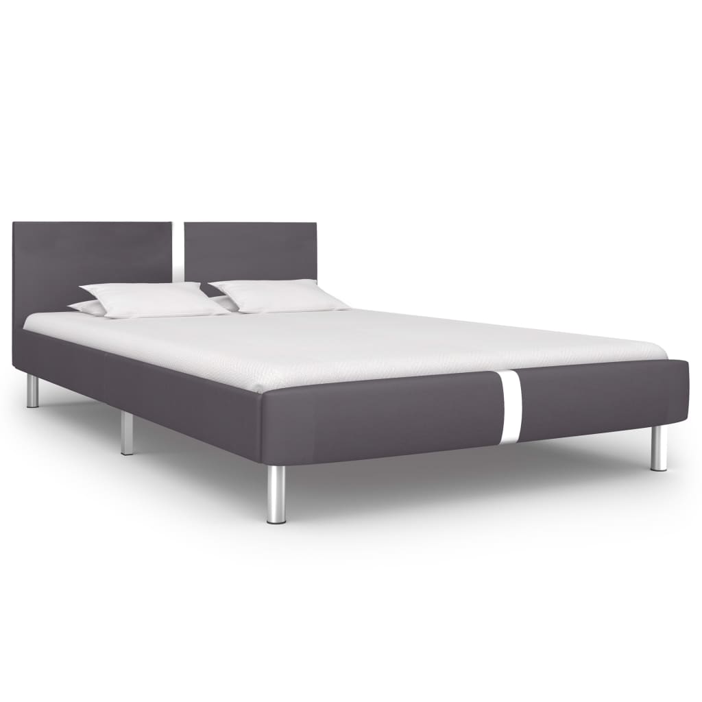 Bed Frame Grey Faux Leather Double