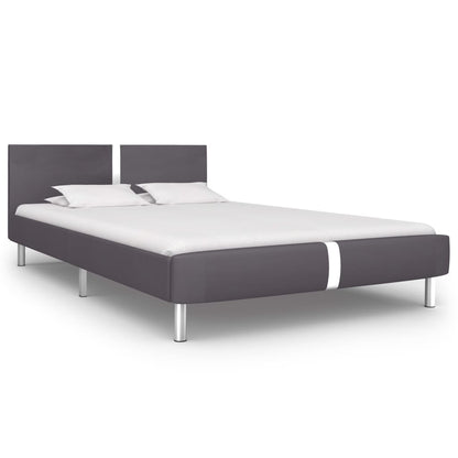 Bed Frame Grey Faux Leather Double