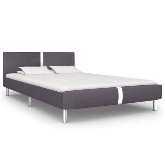 Bed Frame Grey Faux Leather Double