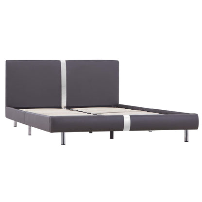 Bed Frame Grey Faux Leather Double