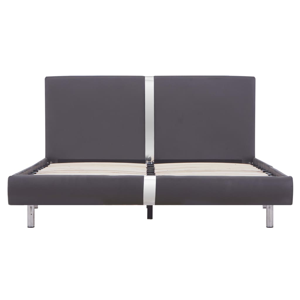 Bed Frame Grey Faux Leather Double