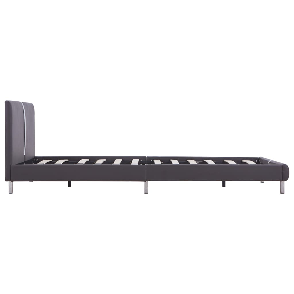 Bed Frame Grey Faux Leather Double