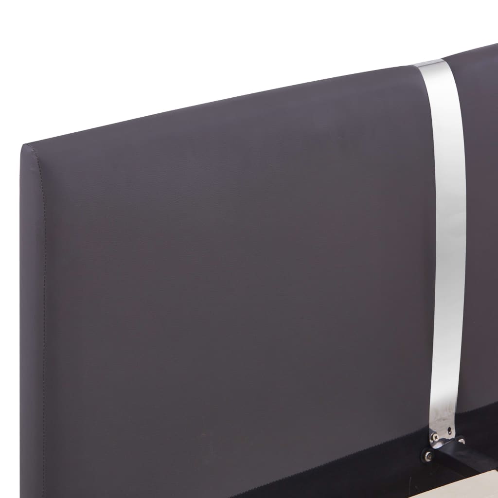 Bed Frame Grey Faux Leather Double