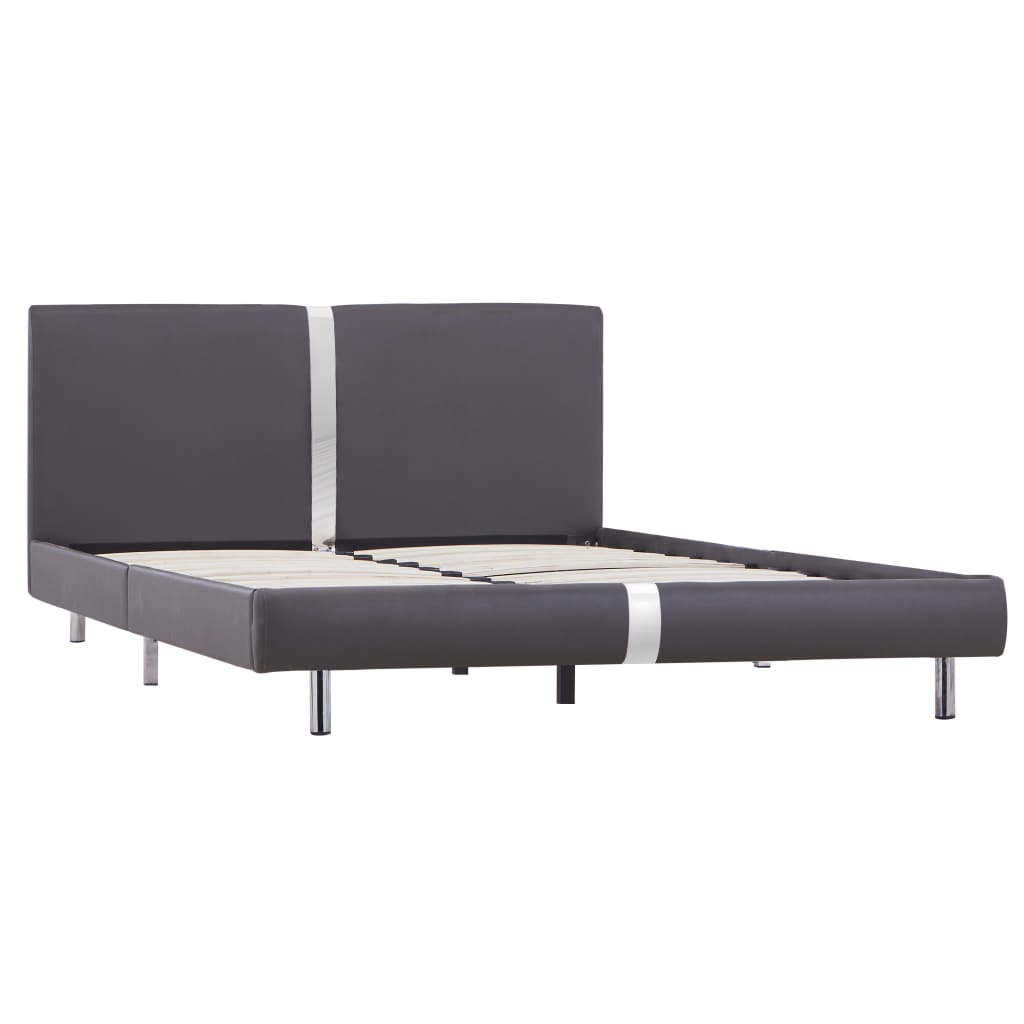 Bed Frame Grey Faux Leather Queen