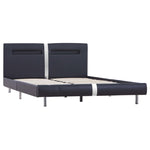 Bed Frame with LED Black faux Leather Double