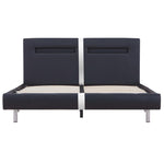Bed Frame with LED Black faux Leather Queen
