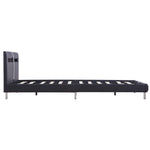 Bed Frame with LED Black faux Leather Queen