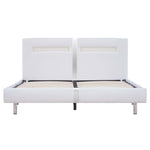 Bed Frame with LED White faux Leather Double
