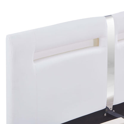 Bed Frame with LED White Faux Leather Double