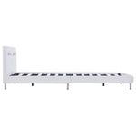 Bed Frame with LED White faux Leather Queen