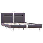 Bed Frame with LED Grey Leather Double