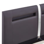 Bed Frame with LED Grey Leather Double