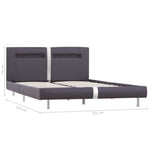 Bed Frame with LED Grey Leather Double