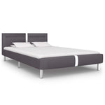 Bed Frame with LED Grey faux Leather Queen