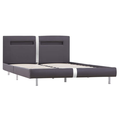 Bed Frame with LED Grey Faux Leather King