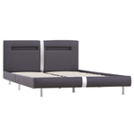 Bed Frame with LED Grey faux Leather King