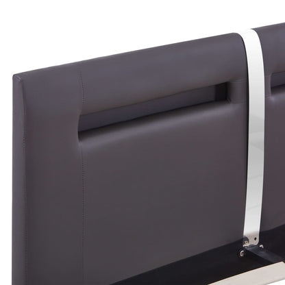 Bed Frame with LED Grey Faux Leather King