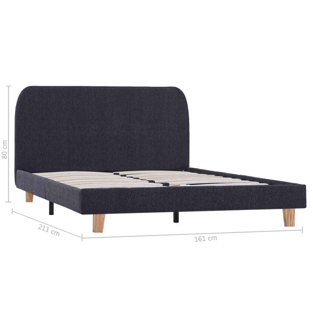 Bed Frame Dark Grey Fabric Double