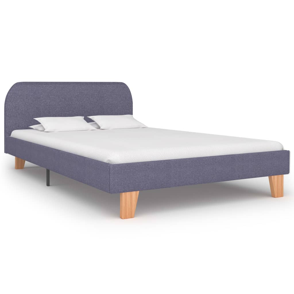 Bed Frame Light Grey Fabric Double