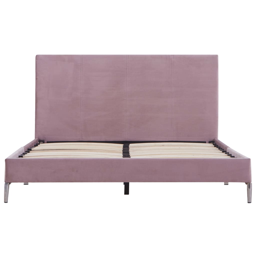 Bed Frame Pink Fabric Double