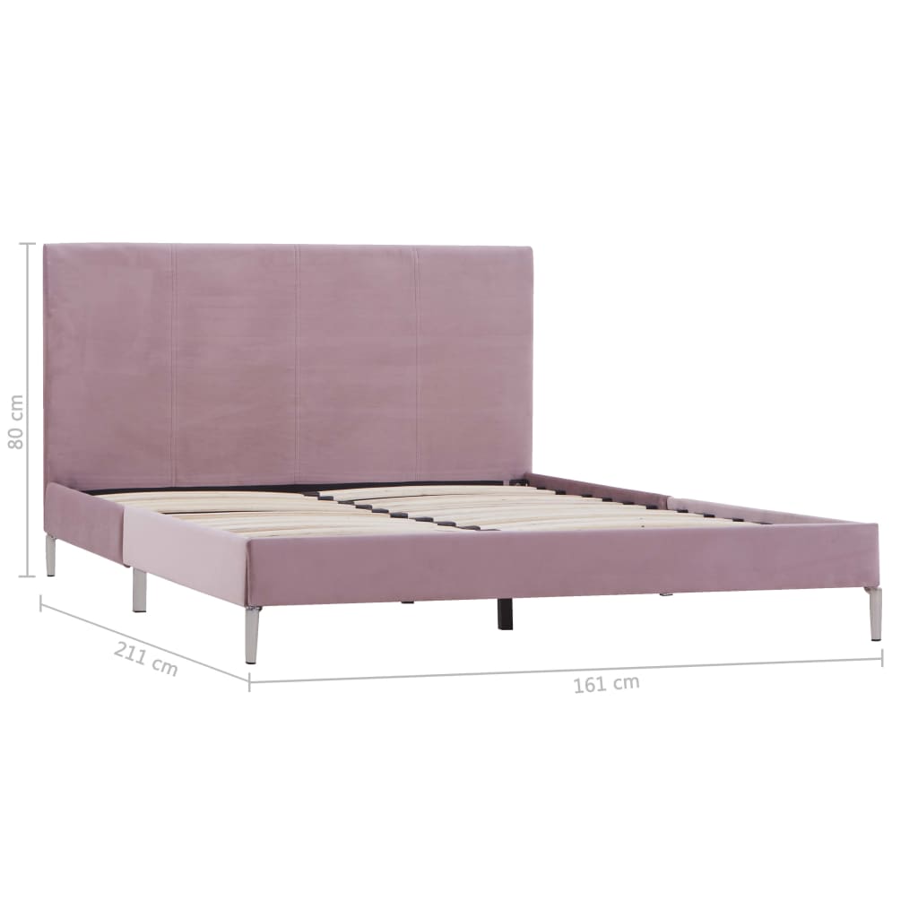 Bed Frame Pink Fabric Double