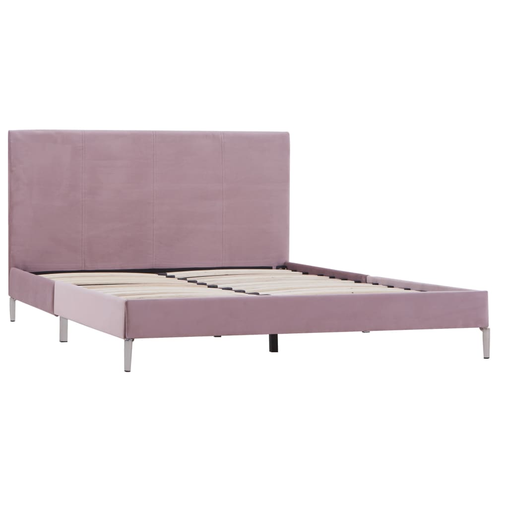 Bed Frame Pink Fabric Queen