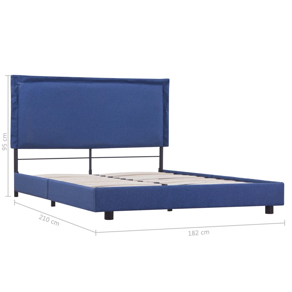 Bed Frame Blue Fabric Queen