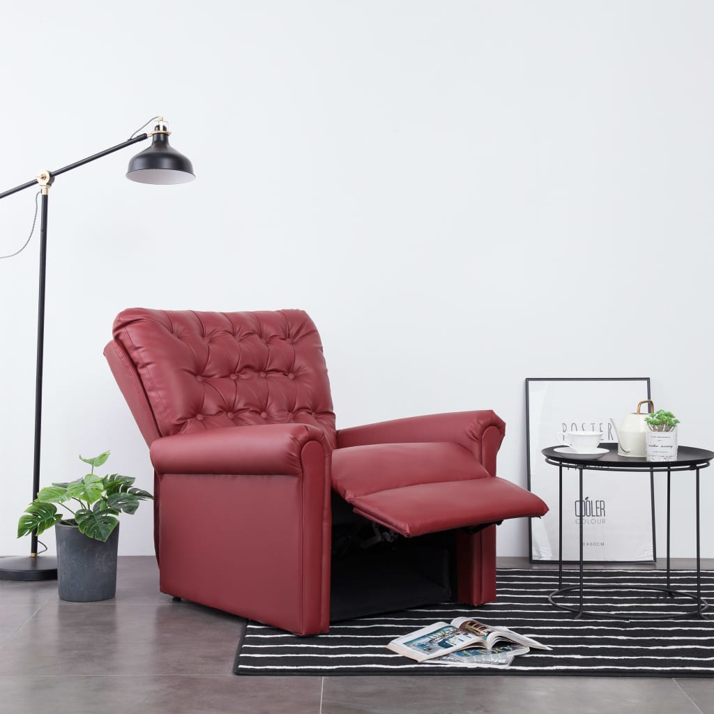 Reclining Chair Wine Red Faux Leather