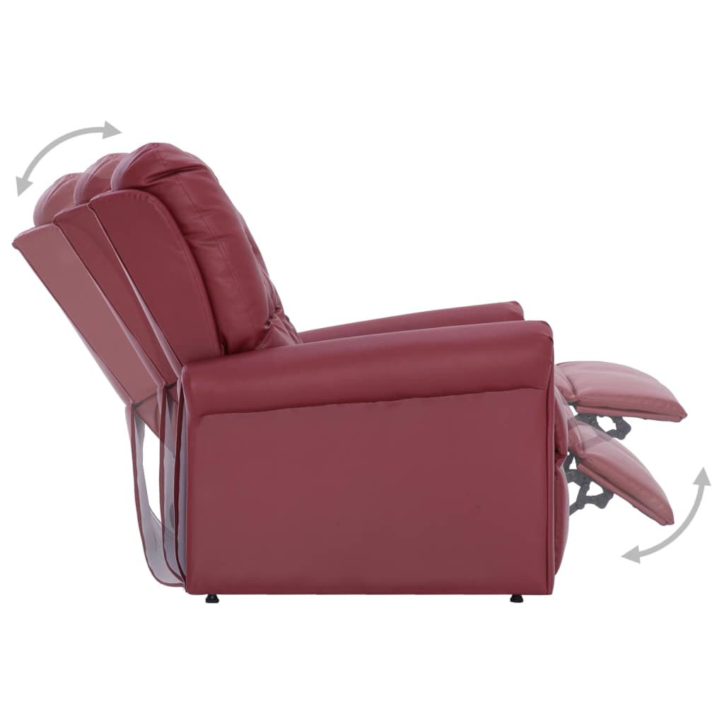 Reclining Chair Wine Red Faux Leather