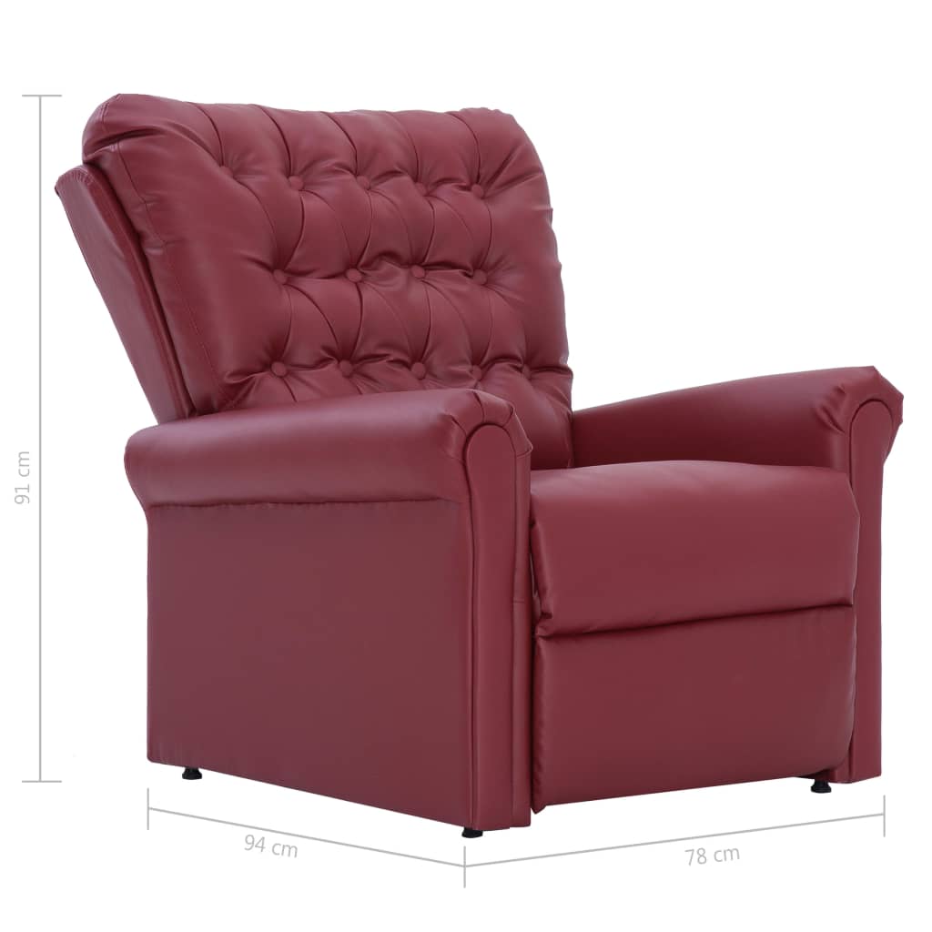 Reclining Chair Wine Red Faux Leather
