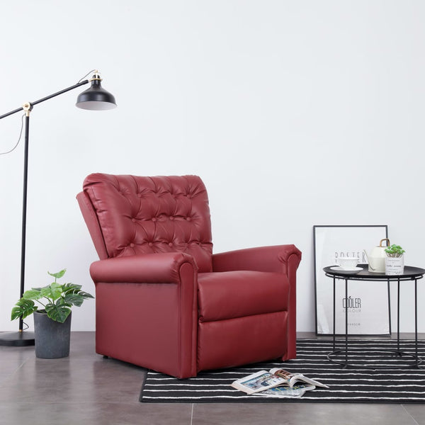  Reclining Chair Wine Red Leather