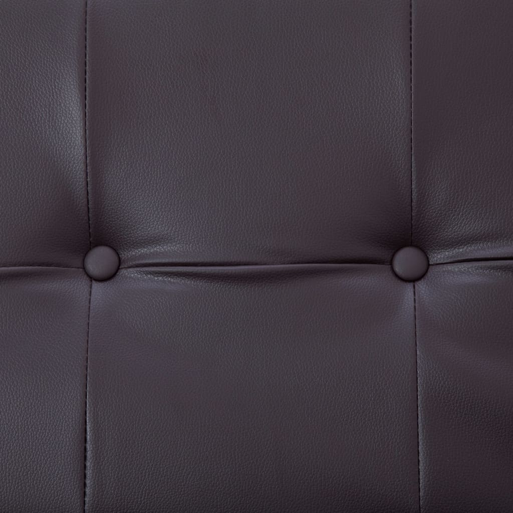 Sofa Bed with Armrest Brown Faux Leather
