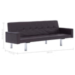 Sofa Bed with Armrest Brown faux Leather