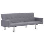 Sofa Bed with Armrest Light Grey Polyester